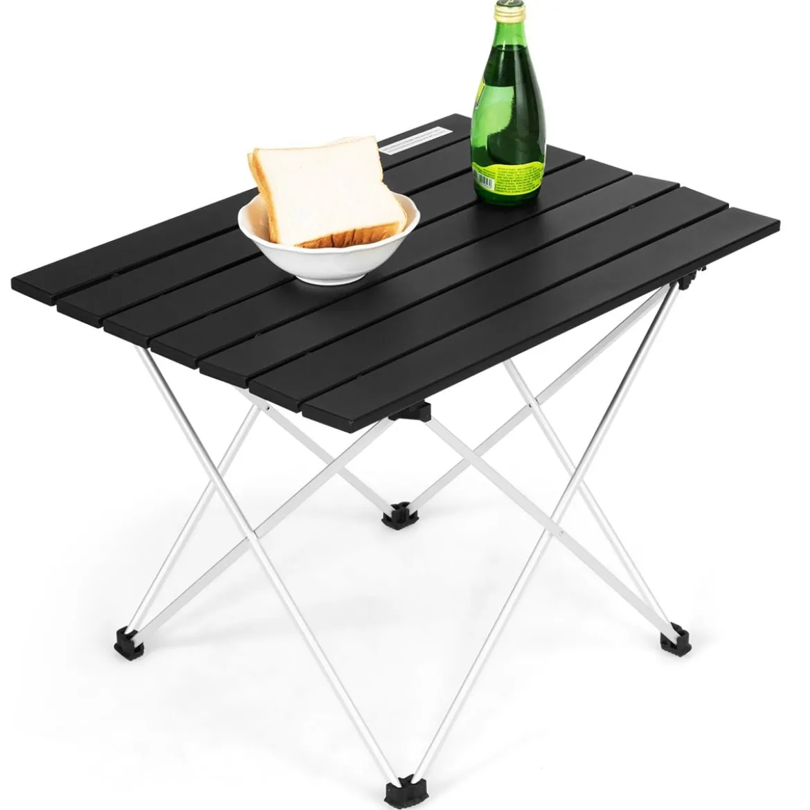 Faltbarer Camping-Tisch aus AluminiumLeichter und zusammenklappbarer Aluminium-Tisch 56 x 41 x 41 cm Schwarz