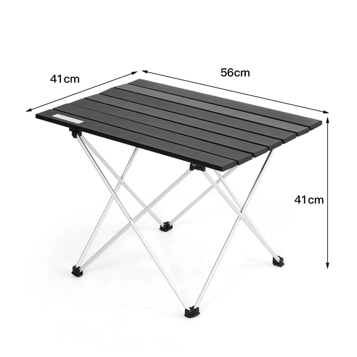 Faltbarer Camping-Tisch aus AluminiumLeichter und zusammenklappbarer Aluminium-Tisch 56 x 41 x 41 cm Schwarz