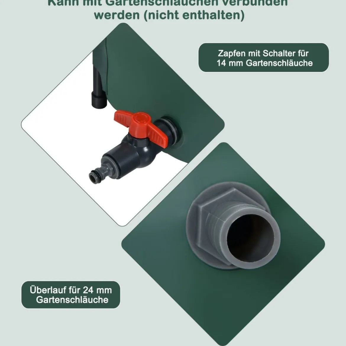 faltbare Regentonne Wasserspeicher 60cm x 60cm x 80cm Dunkelgrün