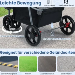 Faltbarer Haustierwagen leichter Katzen-Spazierwagen mit verstellbarem Sonnendach Blau