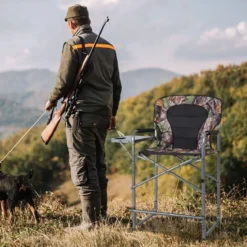 Faltbarer hoher Jagdstuhl Robuster übergroßer Regiestuhl mit Seitentisch Tragfähigkeit 150 kg