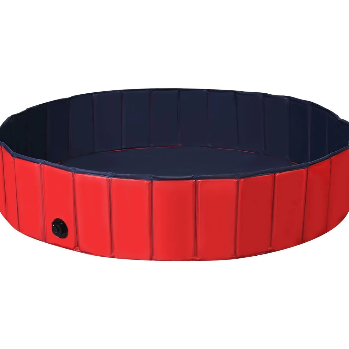 Faltbarer Hunde Swimmingpool Drinnen Draußen Auslaufsicherer Haustier Pool mit Drehbarem Ablassventil 140*30cm Rot
