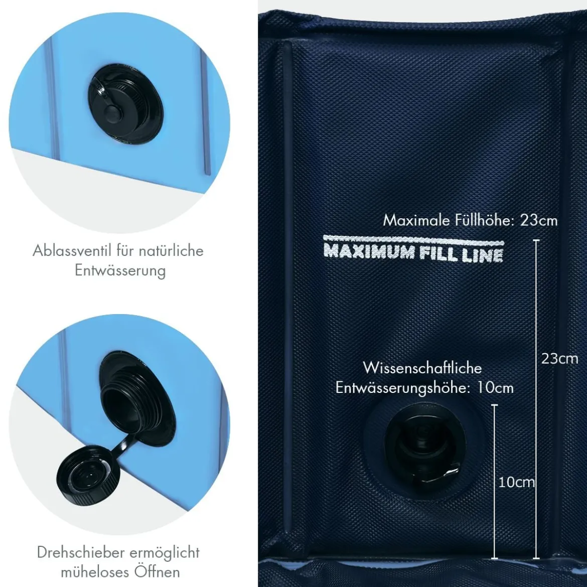 Faltbarer Hunde Swimmingpool Drinnen Draußen Auslaufsicherer Haustier Pool mit Drehbarem Ablassventil 140*30cm Blau