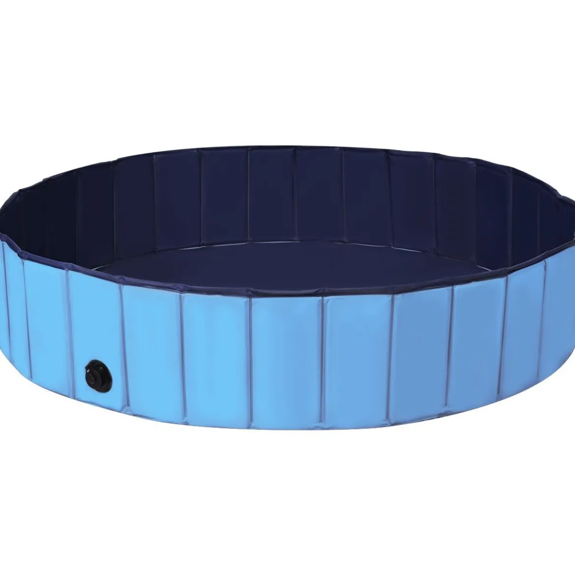 Faltbarer Hunde Swimmingpool Drinnen Draußen Auslaufsicherer Haustier Pool mit Drehbarem Ablassventil 140*30cm Blau