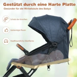 Faltbarer Kinderwagen mit Verstellbare Rückenlehne & Fußstütze & Verdeck