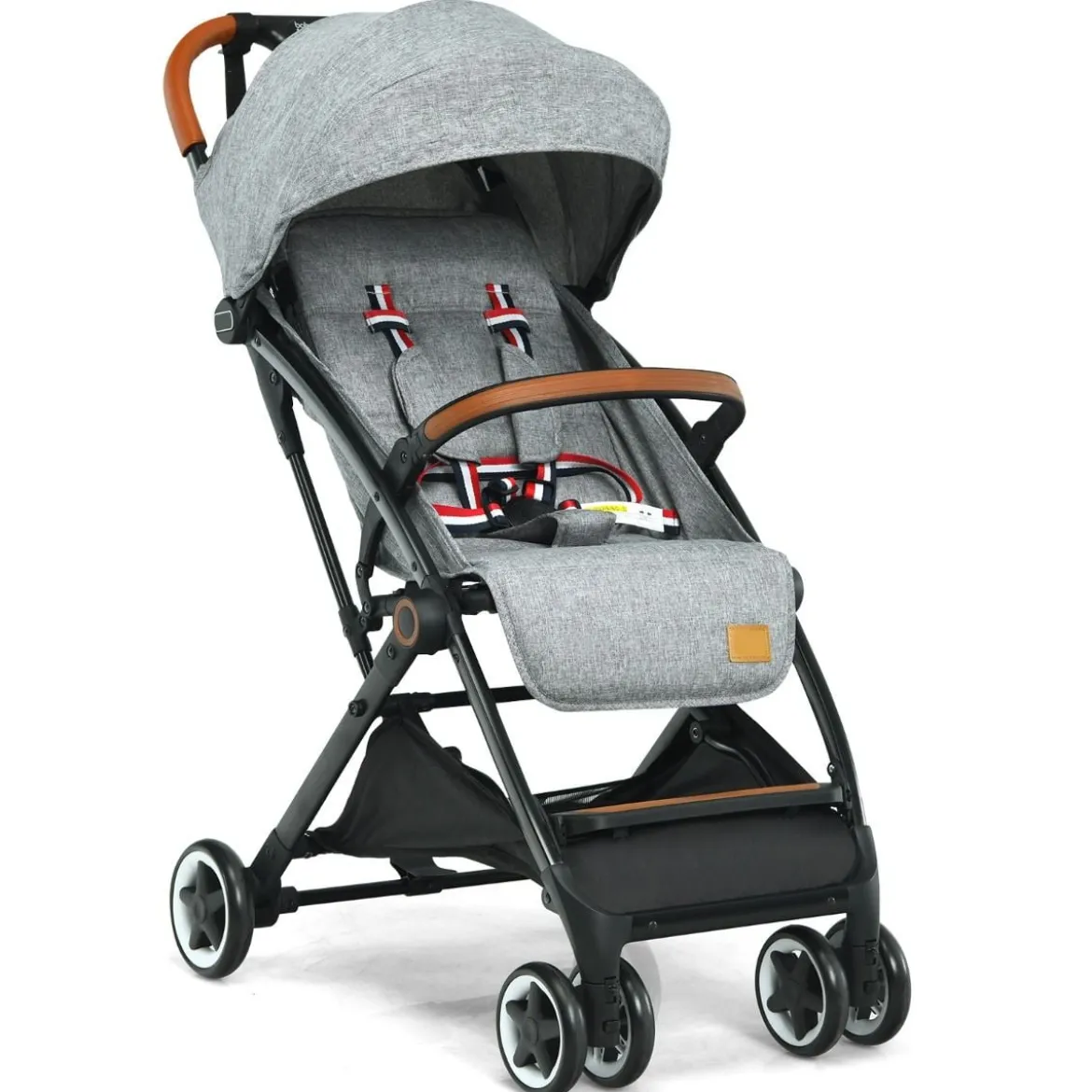 Faltbarer Kinderwagen mit Verstellbare Rückenlehne & Fußstütze & Verdeck