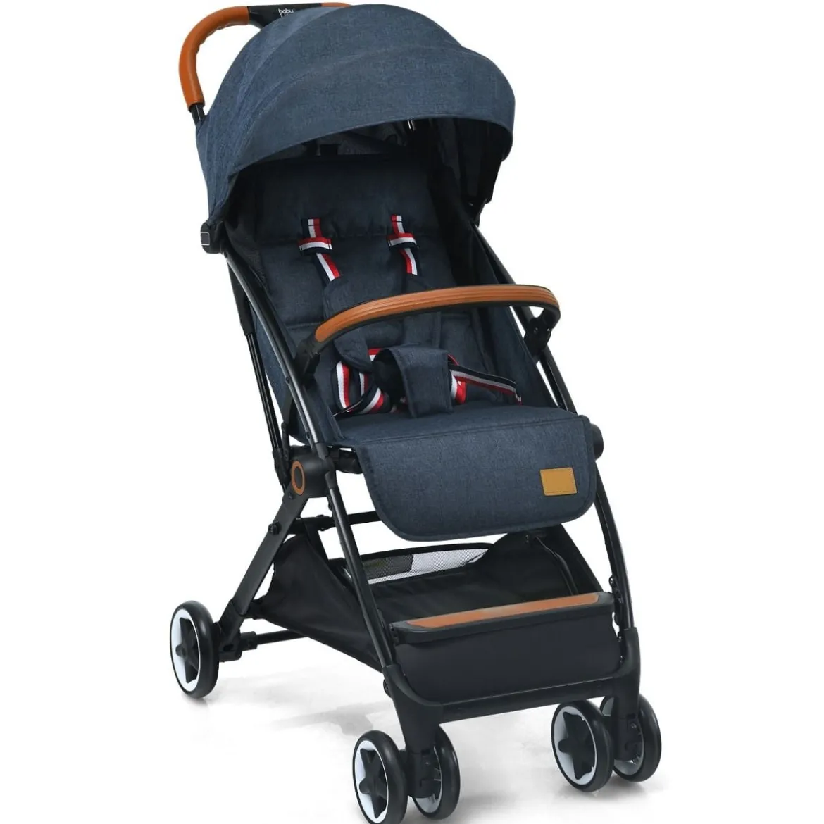 Faltbarer Kinderwagen mit Verstellbare Rückenlehne & Fußstütze & Verdeck