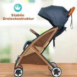 Faltbarer Kinderwagen mit Verstellbare Rückenlehne & Fußstütze & Verdeck
