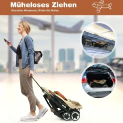 Faltbarer Kinderwagen mit Verstellbare Rückenlehne & Fußstütze & Verdeck