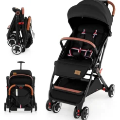 Faltbarer Kinderwagen mit Verstellbare Rückenlehne & Fußstütze & Verdeck