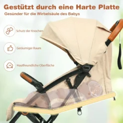 Faltbarer Kinderwagen mit Verstellbare Rückenlehne & Fußstütze & Verdeck
