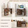 Faltbarer Nähtisch Rollende Bastelstation mit Ablagefach 3 versteckte Behälter Mobiler Nähtisch 118,5 x 40 x 79,5 cm Braun