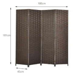 faltbarer Raumteiler Sichtschutz Raumtrenner Papier-Raumteiler 180 x 181 cm Braun