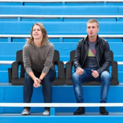 Faltbarer Stadionsitz Gepolsterter Stadionstuhl mit 6-fach Verstellbare Rückenlehne Schwarz