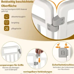 Faltbarer Welpenlaufstall mit 6 Paneelen & Abschließbarer Tür & & Bodennägeln Weiß