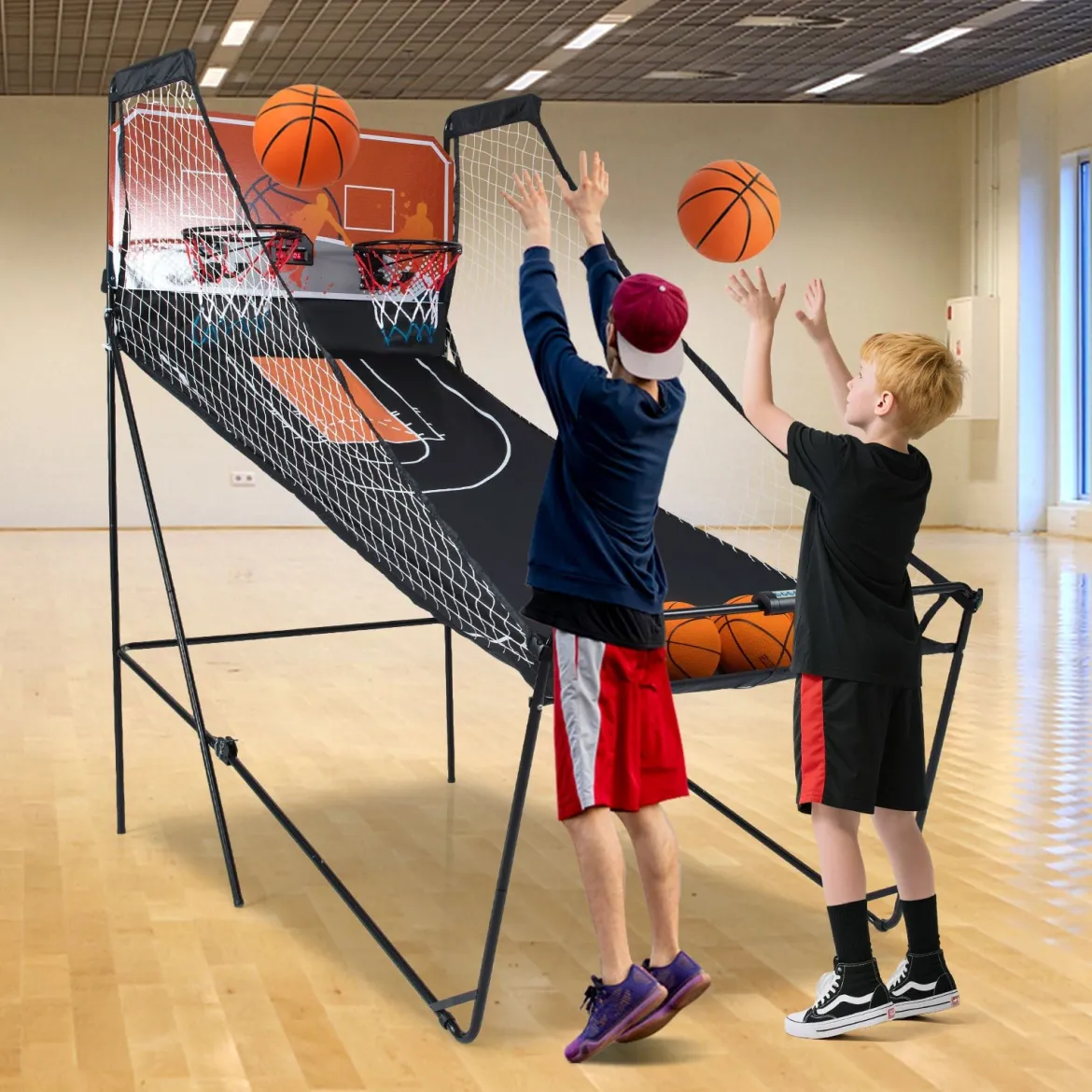 Faltbares Arcade Basketball Spiel Kinder Basketballkorb mit 8 spannenden Spielmodi elektronische Punktezählsystem
