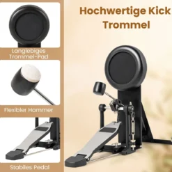 Faltbares E-Drum Set mit Mesh Pads & 225 Sounds & 30 Demos & Metronom E-Schlagzeug Komplettset