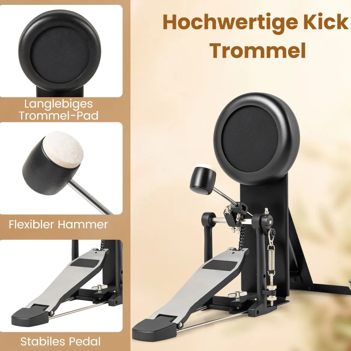 Faltbares E-Drum Set mit Mesh Pads & 225 Sounds & 30 Demos & Metronom E-Schlagzeug Komplettset