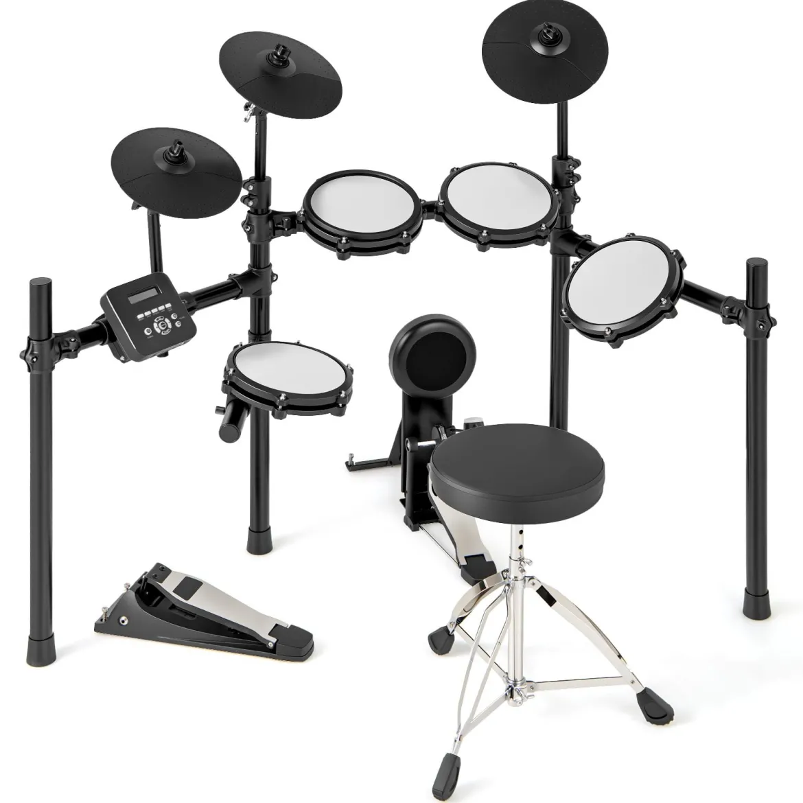 Faltbares E-Drum Set mit Mesh Pads & 225 Sounds & 30 Demos & Metronom E-Schlagzeug Komplettset