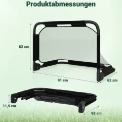 Faltbares Fußballtor Pop-up-Tor für Fußball mit Zielwand Klapptor mit Verankerungssystem Schwarz