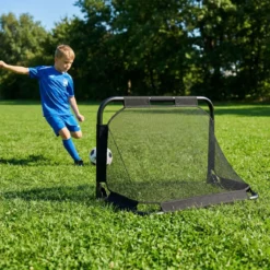 Faltbares Fußballtor Pop-up-Tor für Fußball mit Zielwand Klapptor mit Verankerungssystem Schwarz
