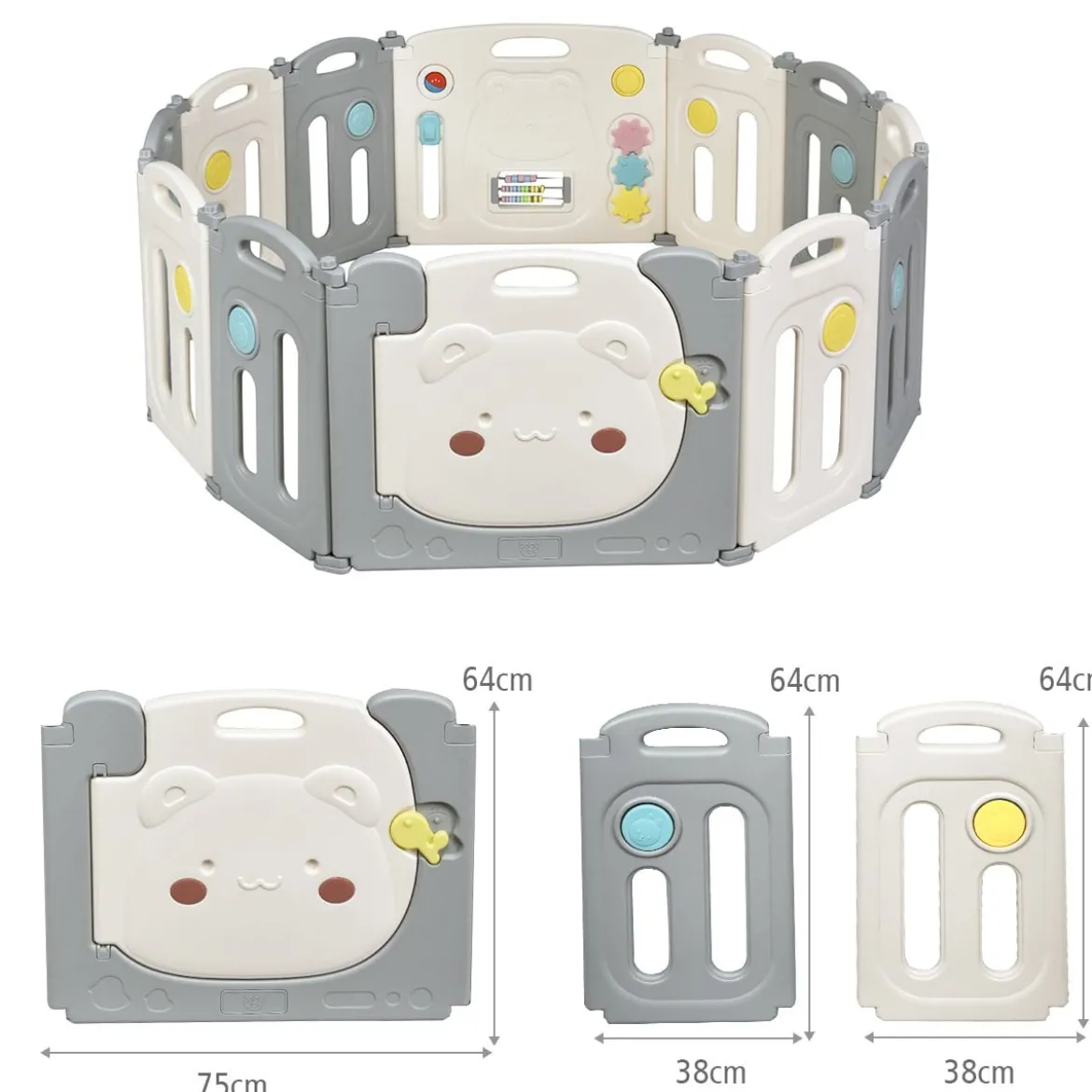 Faltbares Laufgitter mit 12 Panels Baby Laufstall tragbarer Spiellzaun