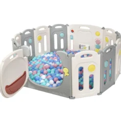Faltbares Laufgitter mit 12 Panels Baby Laufstall tragbarer Spiellzaun