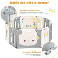 Faltbares Laufgitter mit 12 Panels Baby Laufstall tragbarer Spiellzaun