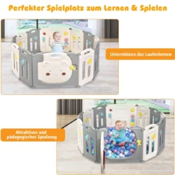 Faltbares Laufgitter mit 12 Panels Baby Laufstall tragbarer Spiellzaun