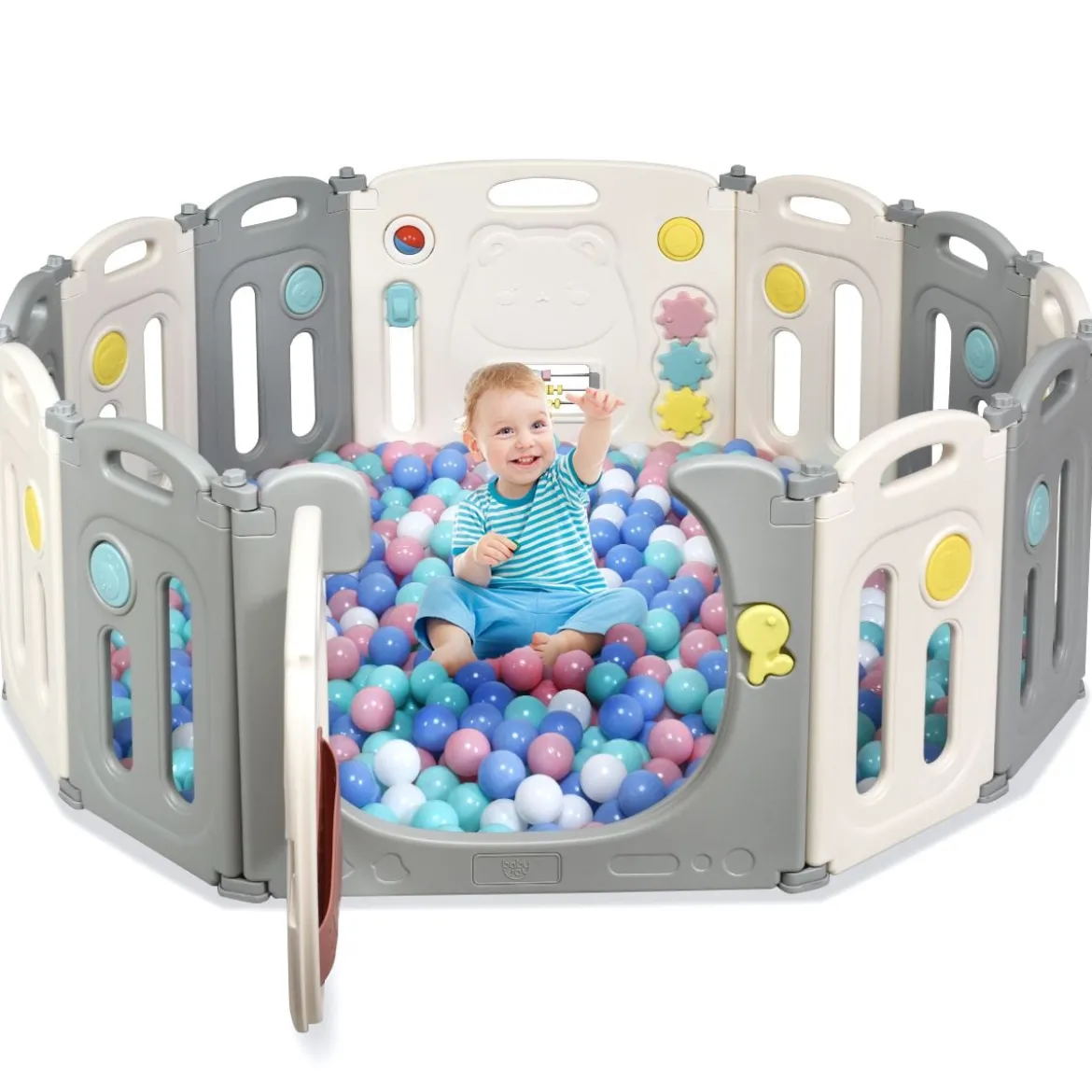 Faltbares Laufgitter mit 12 Panels Baby Laufstall tragbarer Spiellzaun