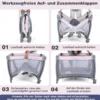 Faltbares Reisebett & Laufstall tragbares Babybett mit Babywiege Wickeltisch Spielbogen Musikbox Lila