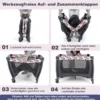 Faltbares Reisebett & Laufstall tragbares Babybett mit Babywiege Wickeltisch Spielbogen Musikbox