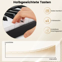Faltbares 61-Tasten-Klavierkeyboard mit Split-Funktion & 3 Lernmodi & Mikrofon Keyboard