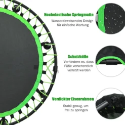 Faltbares Trampolin leises und sicheres Hüpfen φ120 x 26 cm Trampolin Schwarz und Grün