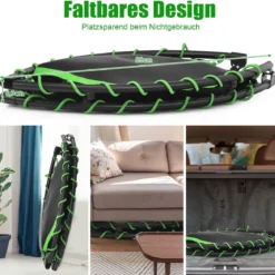 Faltbares Trampolin leises und sicheres Hüpfen φ120 x 26 cm Trampolin Schwarz und Grün