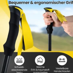 Faltbare Trekkingstöcke mit Schnellverschluss Wanderstöcke für 166-195 cm Körpergröße Gelb