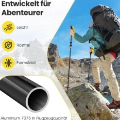 Faltbare Trekkingstöcke mit Schnellverschluss Wanderstöcke für 166-195 cm Körpergröße Gelb