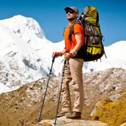 Faltbare Trekkingstöcke mit Schnellverschluss Wanderstöcke für 166-195 cm Körpergröße Rot