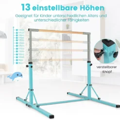 Faltbare Turnstange für Kinder Wackelfreies Heim-Fitnessgerät mit Gymnastikmatte Grün