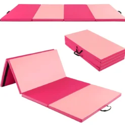 Faltbare Turnstange für Kinder Wackelfreies Heim-Fitnessgerät mit Gymnastikmatte Rosa