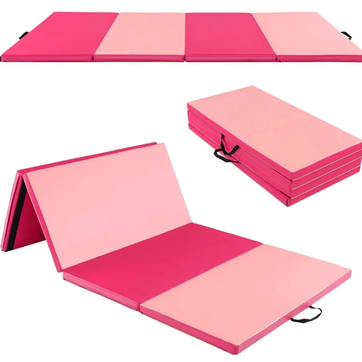 Faltbare Turnstange für Kinder Wackelfreies Heim-Fitnessgerät mit Gymnastikmatte Rosa