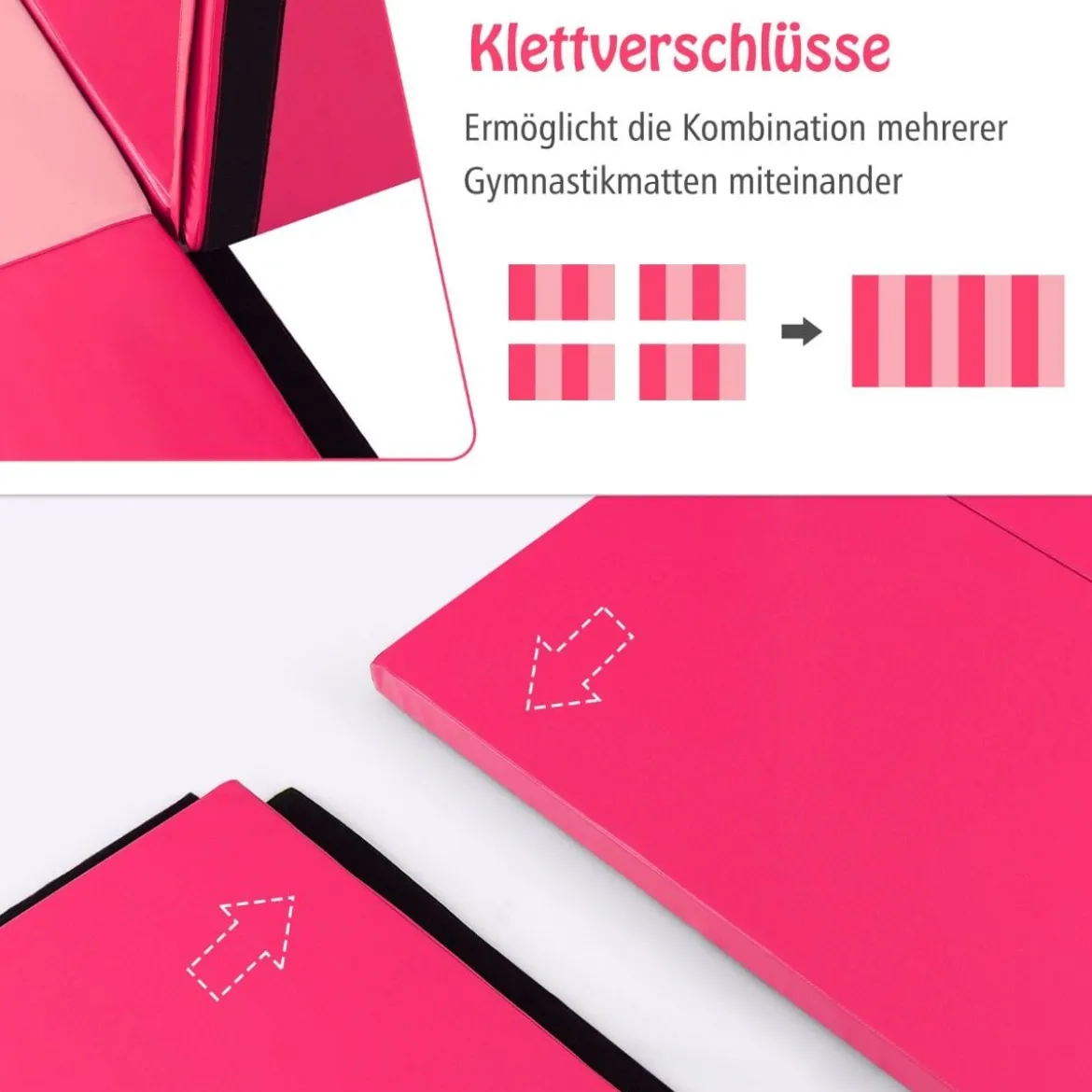 Faltbare Turnstange für Kinder Wackelfreies Heim-Fitnessgerät mit Gymnastikmatte Rosa