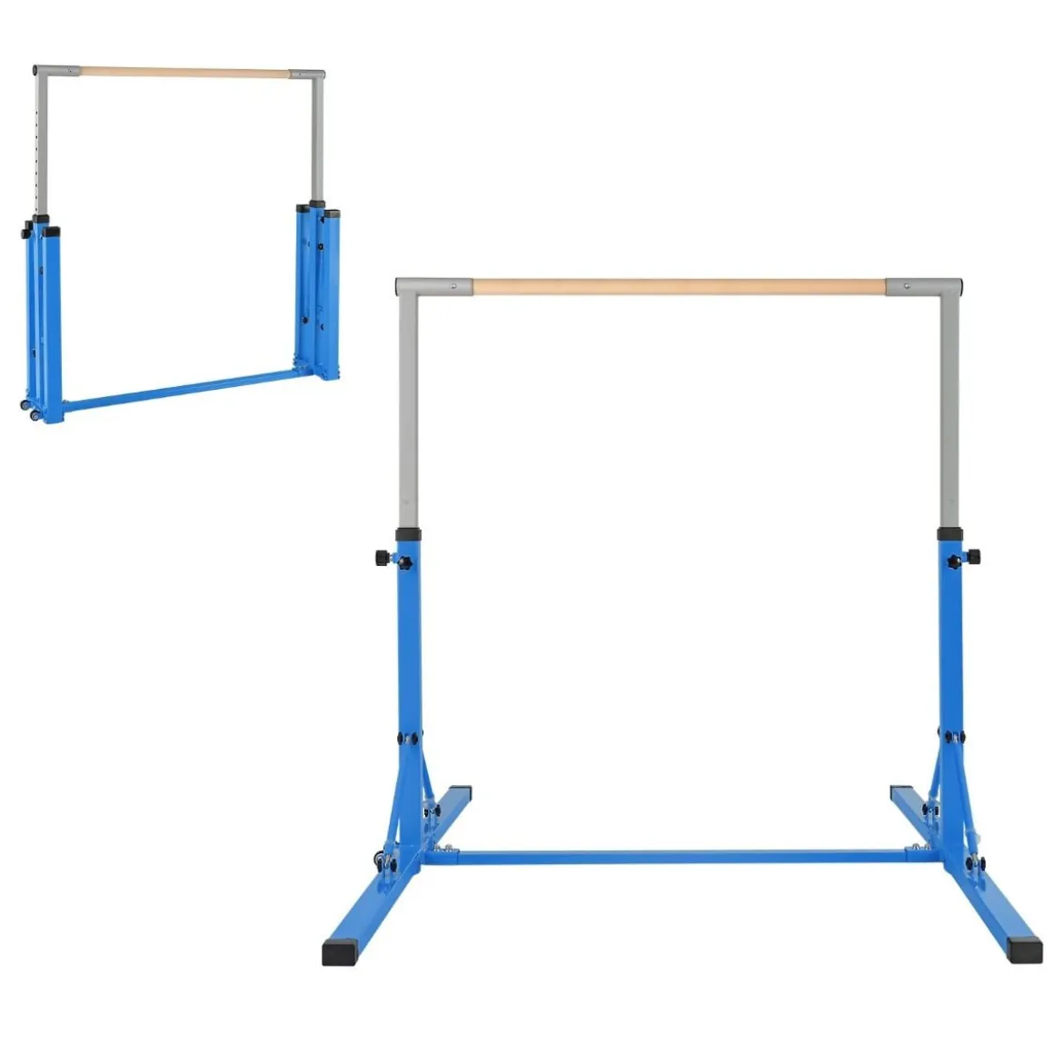 Faltbare Turnstange für Kinder Wackelfreies Heim-Fitnessgerät mit Gymnastikmatte Blau