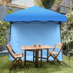 Faltpavillon Gartenpavillon mit abnehmbarer Seitenwand Partyzelt höhenverstellbar Blau