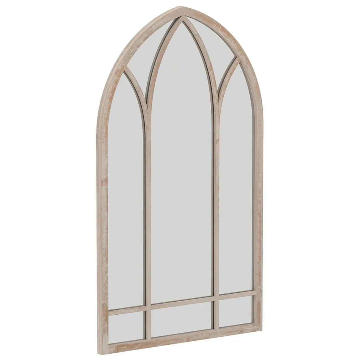 Farmhouse Fensterrahmen Spiegel gewölbter Wandspiegel 83 x 48 x 2 cm Grau
