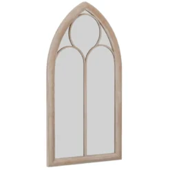 Farmhouse Fensterrahmen Spiegel gewölbter Wandspiegel mit Metallrahmen Grau 111,5 x 60,5 x 3,5 cm