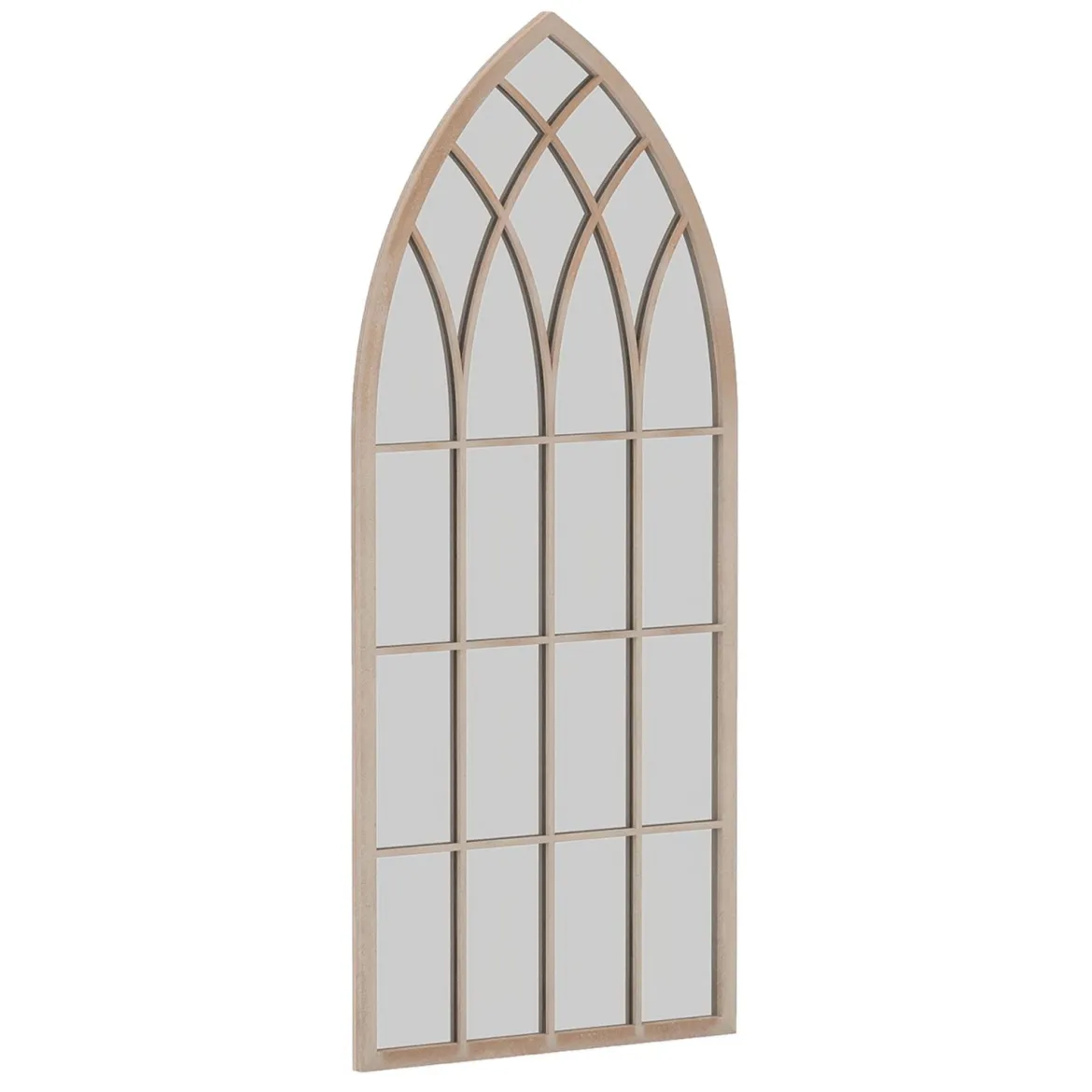 Farmhouse Fensterrahmen Spiegel gewölbter Wandspiegel mit Metallrahmen Grau 115 x 50 x 2 cm