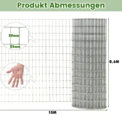 Feinmaschiger Drahtgitter mit 50 x 25 mm Maschenloch Verzinkt Drahtzaun Wühlmausgitter