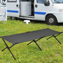 Feldbett Campingbett Metallrahmen Faltbar Klappbett Belastbar bis 135 kg 190 x 67 x 42 cm Grau