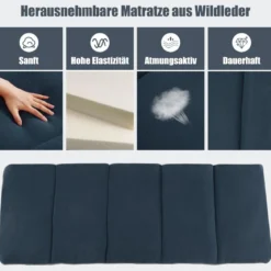 Feldbett Klappbar Campingbett mit Matratze 185 cm x 65 cm x 41–53 cm Blau